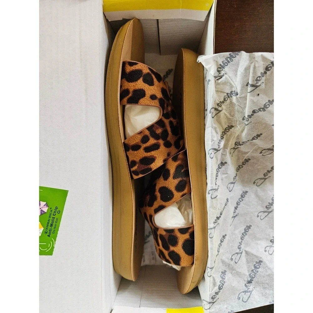 Forever Reina-1 Women Leopard Print H-Band Slide Sandals Open Toe Size‎ 7.5 NEW
